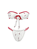 2026 New Glamorous White and Red Bikini with Unique Bow Design Perfect for Summer Beachwear Pool Parties Beach Vacation