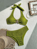 Sexy Metal Starfish Bikini Set 2026 Women Green Brown Push Up Bra High Waist Swimsuit Bathing Suit Vacation Two Piece Swimwear