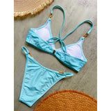 10 Colors V Neck Rhinestones Bikini Female Swimsuit Women Swimwear Padded Bather Bathing Suit Swim Two-pieces Bikini set K8138