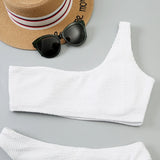 One Shoulder Bikinis 2026 Women Sexy Swimwear Female Brazilian Swimsuit Solid Beachwear Bathers Bathing Swimming Swim Suit