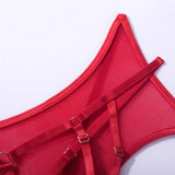 Toucheart 5-Pieces Erotic Lingerie Sexy Hip Skirt For Women Mesh Patchwork Hollow Out See-Through Lure Garters Underwear Suit