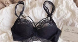 MOYISU French Pure Lace Bralette Petite Bra Set, AABB Cup with Removable Straps & Thin Push Up Pads, Soft Underwire Sexy Women's
