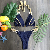 Solid Color Strap Women Bikini Sexual Beach Holiday Swimwear