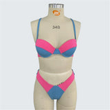 S - XXL Splicing Underwired Bikini Women Swimwear Two-Pieces Bikini Set Female Swimsuit Brazilian Bather Bathing Suit Swim V7530