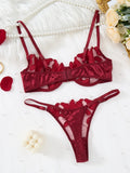 Transparent Floral Two Pieces Exquisite Lace Lingerie Set Ultrathin Bra Briefs Set Solid Exotic Lingerie For Ladies ZA824031