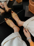 NASBAVI Designer Sandals Women Shoes Narrow Band Sexy Sandals Kitten Heels Pointed Toe Ladies Concise Footwear Summer Red Shoes