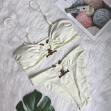 9 Colors Sexy Bikini Women Swimwear Swimsuit High Waist Metal Decor Leopard Print Female Bikinis Set Bathing Suit Beach Biquinis