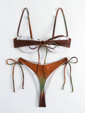 Underwired Gradient High Cut Bikini Female Swimsuit Women Swimwear Two-pieces Bikini Set Micro Thong Bathing Suit Swim Beachwear