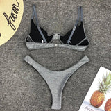 Sexy Silver Glitter Bikini 2026 Swimwear Women Push Up Cut Out Underwire Thong Swimsuit Summer Brazilian Bathing Suit Biquini