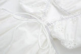 Foridol Lace Summer White Dress Women Puff Sleeve Embriodery Waist Cut Out Beach Short Sexy Cotton Dress Backless 2025 Sundress