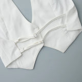Elegant Halter Neck Backless White Tank Tops Women 2026 Summer Sexy Off Shoulder Buttons Crop Top High Street Lady Solid Vests