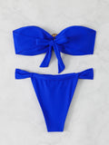 Bandeau Thong Bikinis 2026 Women Sexy Swimsuit Solid Padded Swimwear Female Bathers Bathing Swimming Swim Suit Beachwear