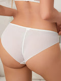 French-Style Light Luxury Sexy Women's See-Through Mesh Low-Waist Panties with Beaded Lace European and American Style Butt-Enhancing Panties