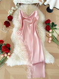 Sexy Lace Patchwork Pajamas Comfortable And Casual Long And Comfortable Women's Nightgown