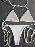 2026 Luxury Pearls Halter Mini Bikini Female Swimsuit Women Swimwear Two-pieces Bikini Set Bather Bathing Suit Swim Beachwear