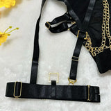 Toucheart Erotic Underwear Mesh See-through Patchwork Metal Chain Hot Girls Sexy Seductive Coquette Nightclub Party Dance Suit