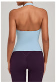Sports Yeautifulback Breathoga Vest Neck Hanging Detachable Chest Pad Women Bra High Elasticity Slim Bable Running Sports Vest