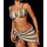 S - XL New Waves Printed With Skirt Bikini Women Swimwear Female Swimsuit Three-Pieces Bikini Set Bather Bathing Suit Swim V7929