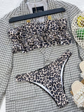2026 New Sexy Bikini Bandeau Women Swimwear Swimsuit Pleated Ruffle Leopard Bikinis Set Bathing Suit Beach Bikini Female Push Up