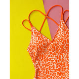S - XL Sexy Leopard Printed V Neck Women Swimwear One Piece Swimsuit Female Backless High Leg Cut Bather Bathing Suit Swim V4808