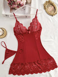 Transparent Sexy Underwear Women Nightdress Teddy Suspender Night Dress Erotic Set Plus Size Deep V Dress Hot Lingerie &Thong