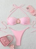 Halter Bikinis 2026 Women String Thong Swimwear Female Sexy Swimsuit Solid Bathers Bathing Swimming Swim Suit Beachwear