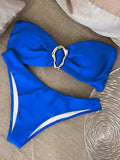 XS - L Metal Ring Bandeau Bikini Women Swimwear Female Swimsuit Two-pieces Bikini set Brazilian High Cut Bathing Suit Swim Lady