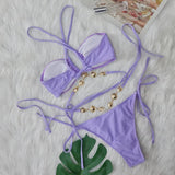 Sexy Diamond Rhinestones Wrap Around Bikini Female Swimsuit Women Swimwear Two-pieces Bikini Set Bather Bathing Suit Swim V5167
