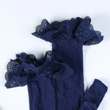 Women's Polka Dot Shoulder Revealing Puffy Skirt Set Sexy Lace Top Skirt Thongs Underwear Suits Mesh Perspective Exotic Sets