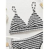 Sexy Black White Striped High Waist Bikini Female Swimsuit Women Swimwear Two-Pieces Bikini Set Bather Bathing Suit Swim V5830