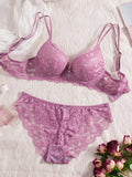 6-Piece Set Lace Women's Underwear Set No Lining Lace Push up Bra Comfortable Fitting Sexy Mesh Lace Panties Women's Bra Set