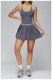 Women's Nude Yoga Clothes Beautiful Back and Slim Fit Two Anti Glare Dresses Outdoor Sports Running and Leisure Fitness Clothes