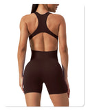 Seamless Yoga Jumpsuit Sleeveless Shorts One Piece Yoga Suit Sexy Cutout Backless Top Women Playsuit Gym Summer Workout Clothes