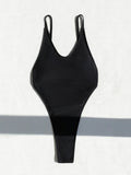 DEKA Fashion Solid One Piece Swimsuit High Cut Women Sexy Deep V Neck Backless Bathing Suit Summer Bodysuits Bikini Beachwear
