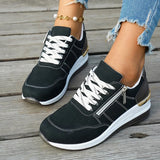 Plus Size 44 Platform Casual Sneakers for Women Lace Up Anti Slip Thick Sole Sport Shoes Woman 2026 Spring Zipper Walking Shoes
