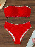 XS - L Wrinkled Strappy Bandeau High Waist Bikini Female Swimsuit Women Swimwear Two-pieces Bikini Set Bather Bathing Suit Swim