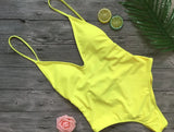 S - XXL V Neck Scrunch Butt Female Swimwear One Piece Swimsuit Women Backless Monokini High Cut Leg Bathing Suit Swim Bodysuit