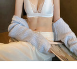 Elegant French Lace Triangle Bra, Summer Satin Bralette for Small Bust, Wirefree Sensual Lingerie Set MOYISU Panty Bras & Set AB