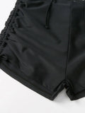 2026 Plain Drawstring Two Pieces Women Swimsuit Solid Sexy Swimwear Female Bathers Bathing Swimming Suit Summer Beachwear