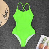7 Colors 2025 Braided Strap Cross Back Sexy One Piece Swimsuit Women Swimwear Female Bather Bathing Suit Swim Lady V127