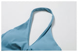 Women's Nylon Sports Bra Halter Sports Underwear Front Twist Naked Feel Sexy Yoga Gym Push Up Workout Padded Bralette Bathsuit