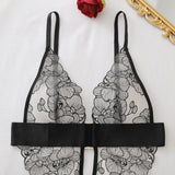 Sexy One Piece Bodysuit Lace Hollow Out Jumpsuit Women Erotic Lingerie