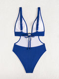 Deep V Neck Cut Out Women Swimwear One Piece Swimsuit Female High Leg Cut Monokini Bather Backless Bathing Suit Swim Beachwear