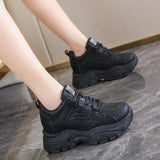 White Platform Women's Sneakers 2025 Autumn Lace-Up Thick Bottom Sports Shoes Woman Pu Leather Breathable Walking Shoes Female
