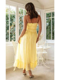 Foridol Spaghetti Strap White Sundress Flounced Edge Women's Dress Summer Beach Style Maxi Dress Bowknot Boho Vestidos 2025