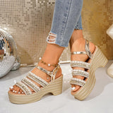 2026 Summer Chunky Heeled Gladiator Sandals Women Ankle Buckle Gold Platform Sandles Woman Plus Size 43 Bohemian Sandalias Mujer