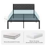 HOOMICH Metal Bed Frame With Upholstered Headboard Linen