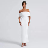 Temperament Slim Strapless Long Dress Women Solid Color Sexy Off-shoulder Backless Package Hip Sleeveless Club Party Dresses