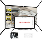 16: 9 portable foldable white soft screen, 60-150 inch high-definition wall mounted extended projection screen
