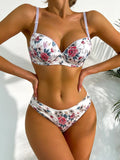 Women Lingerie Set 2-Pieces For Lady Pretty Printed Brassiere Push Up Bra With Steel Ring Fashion Women Underwear Panty A2173